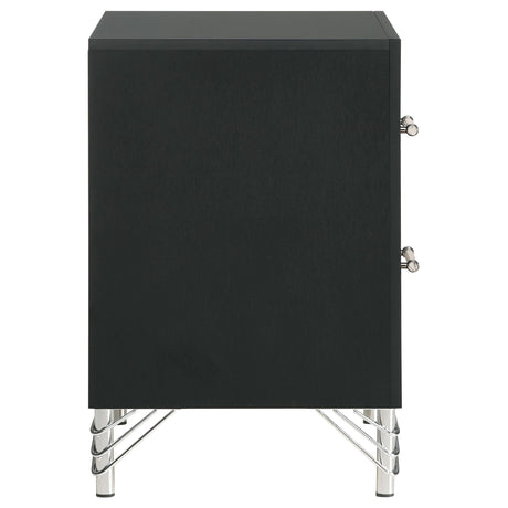 Lucia Black 2-Drawer Nightstand from Coaster - Luna Furniture