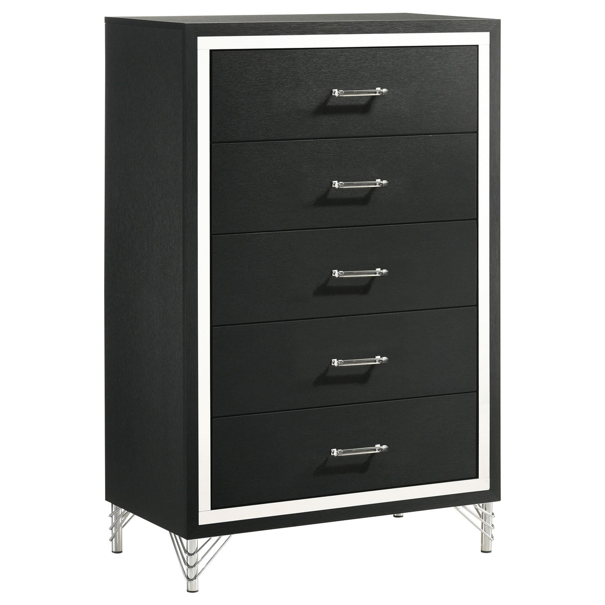 Lucia Black 5-Drawer Bedroom Chest from Coaster - Luna Furniture