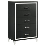 Lucia Black 5-Drawer Bedroom Chest from Coaster - Luna Furniture