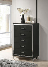 Lucia Black 5-Drawer Bedroom Chest from Coaster - Luna Furniture