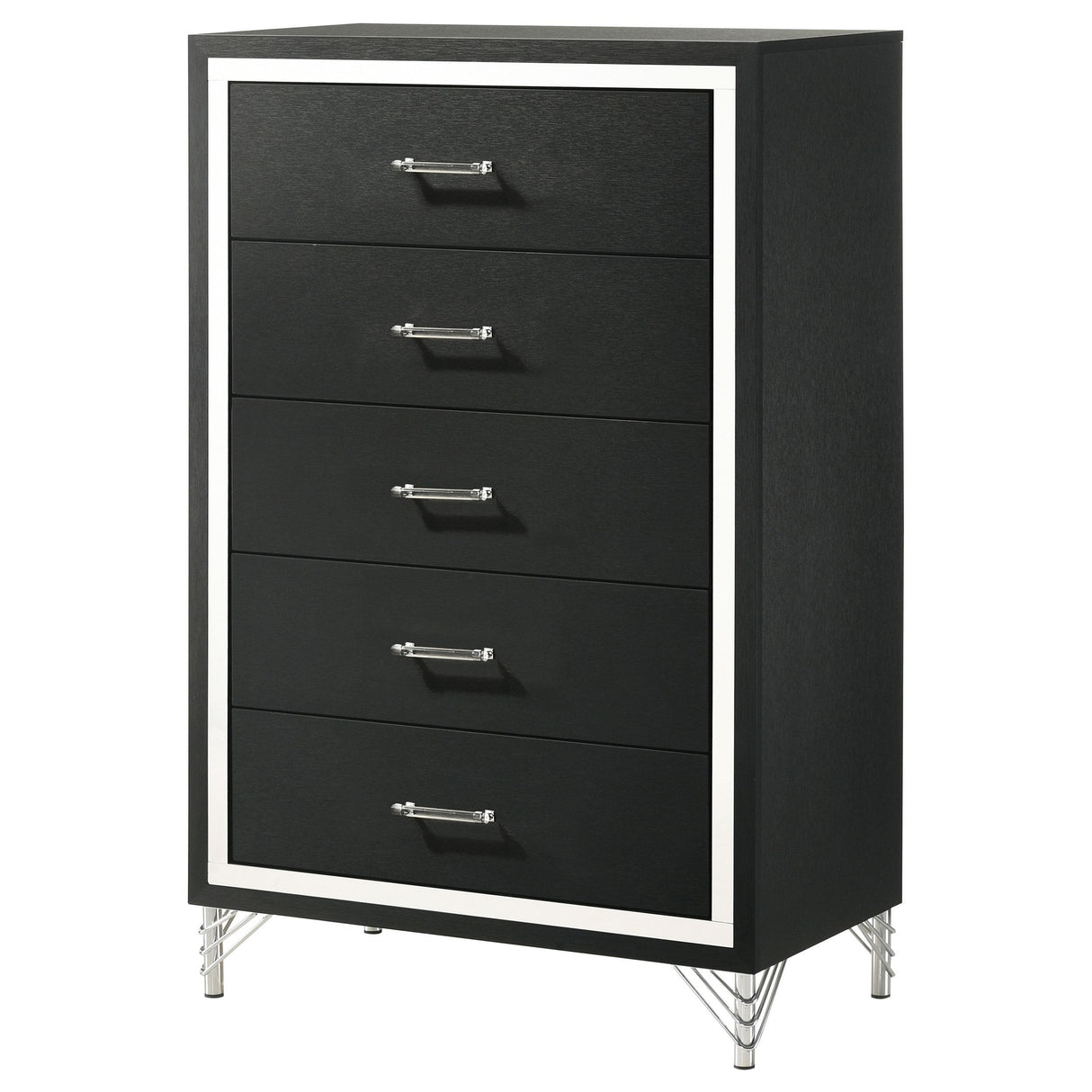 Lucia Black 5-Drawer Bedroom Chest from Coaster - Luna Furniture