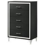 Lucia Black 5-Drawer Bedroom Chest from Coaster - Luna Furniture
