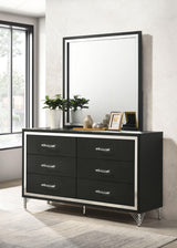 Lucia Black 6-Drawer Dresser and Mirror from Coaster - Luna Furniture