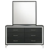 Lucia Black 6-Drawer Dresser and Mirror from Coaster - Luna Furniture
