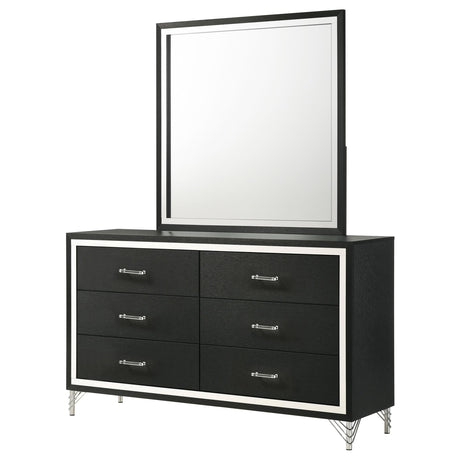 Lucia Black 6-Drawer Dresser and Mirror from Coaster - Luna Furniture