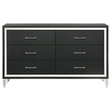 Lucia Black 6-Drawer Dresser from Coaster - Luna Furniture