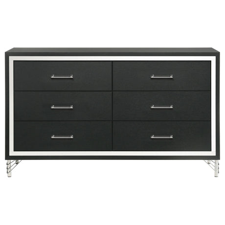 Lucia Black 6-Drawer Dresser from Coaster - Luna Furniture