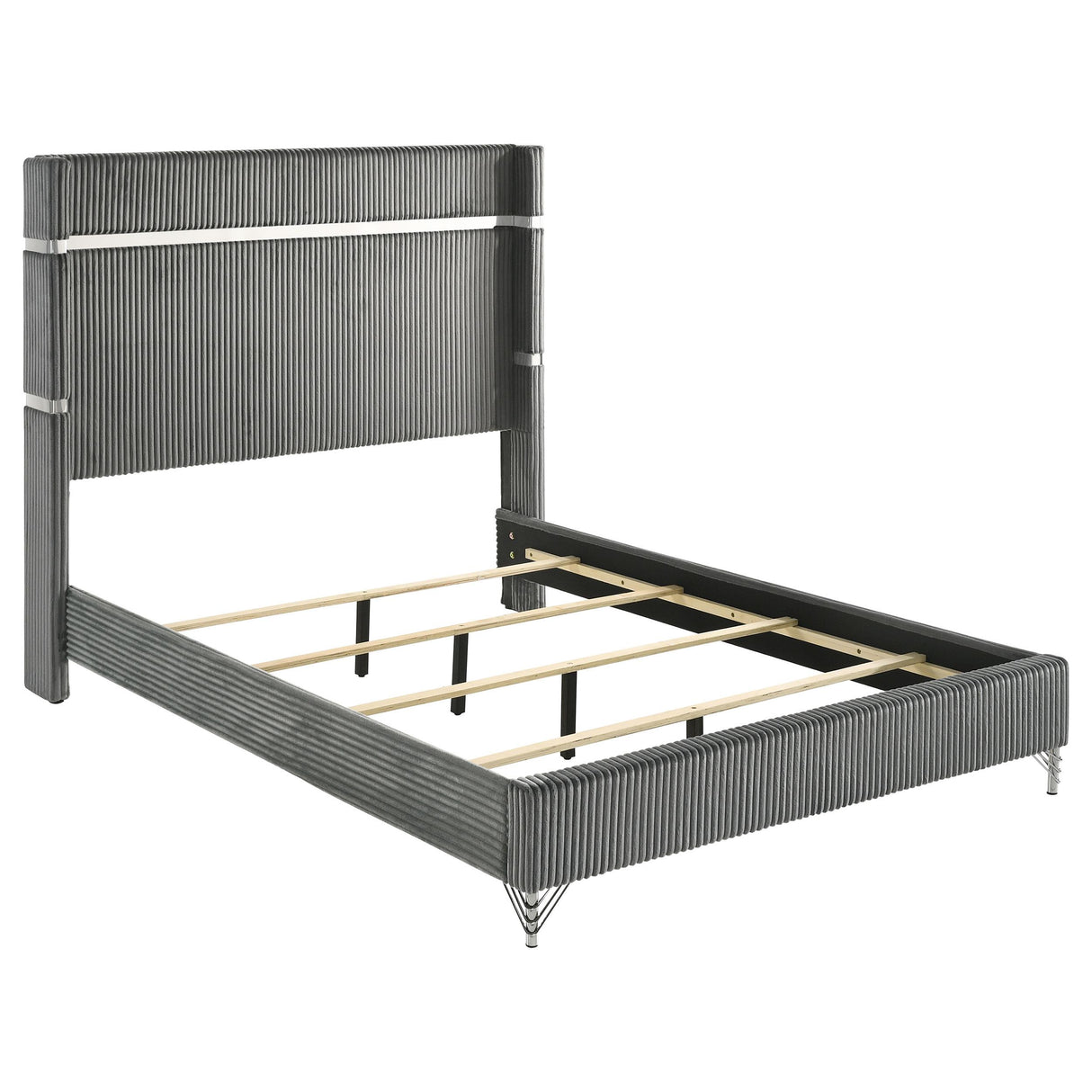 Lucia Gray 61-inch Upholstered Eastern King Panel Bed from Coaster - Luna Furniture