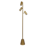 Lumina Brassed Gold Floor Lamp with Rotary Switch Triple Spots Metal Cone Base from Midinmod - Luna Furniture
