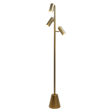Lumina Brassed Gold Floor Lamp with Rotary Switch Triple Spots Metal Cone Base from Midinmod - Luna Furniture