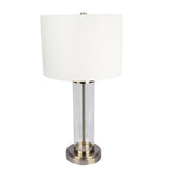 Luna Brushed Nickel Table Lamp with On/Off Switch Clear Glass Body Metal Base from Ashcroft Furniture - Luna Furniture
