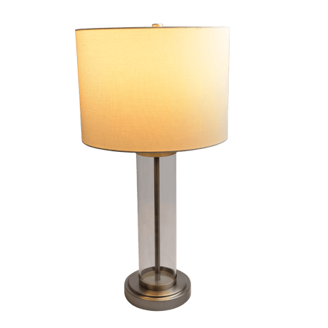 Luna Brushed Nickel Table Lamp with On/Off Switch Clear Glass Body Metal Base from Midinmod - Luna Furniture