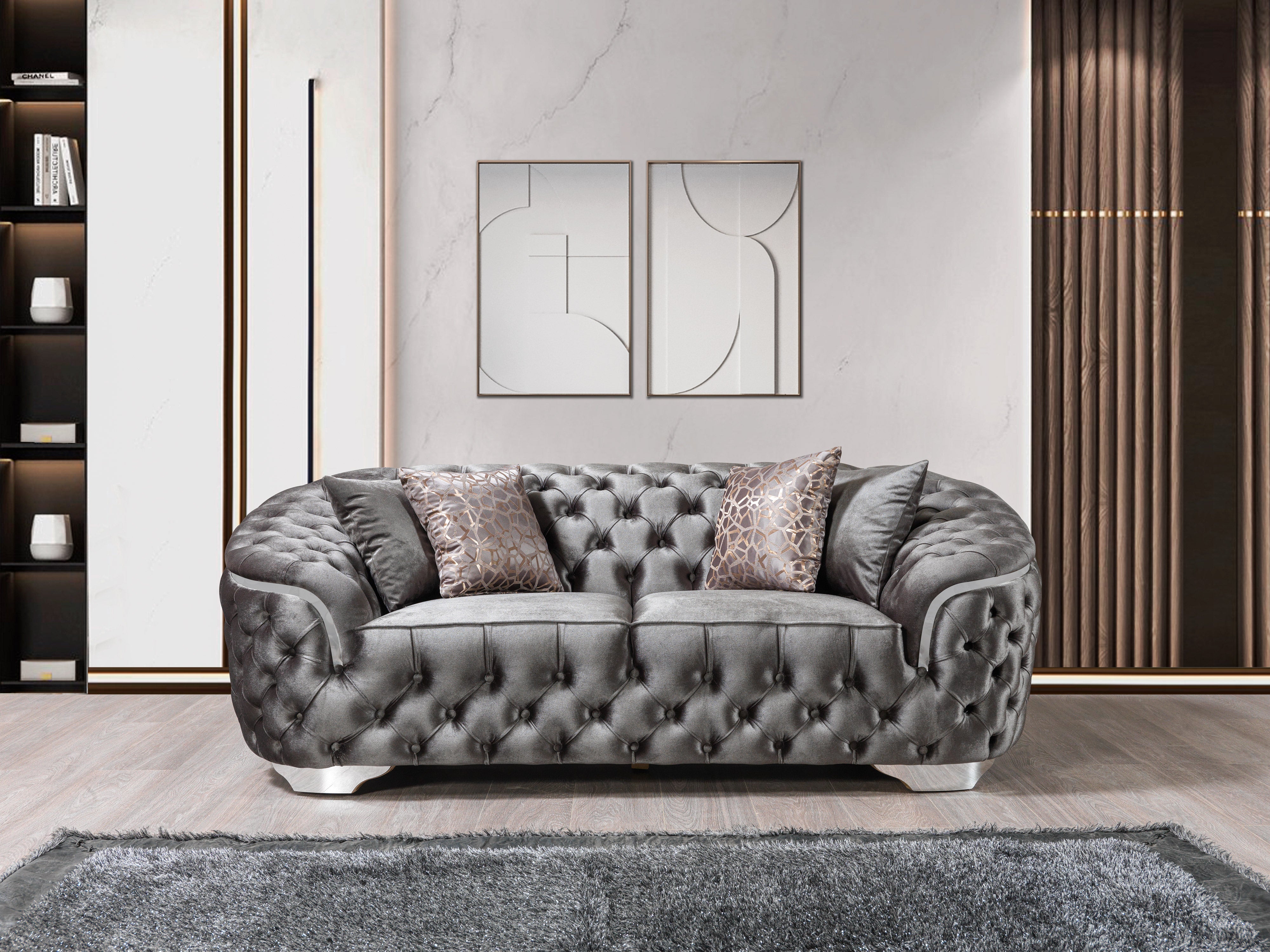 Lupino Gray Velvet Sofa & Loveseat – Luna Furniture