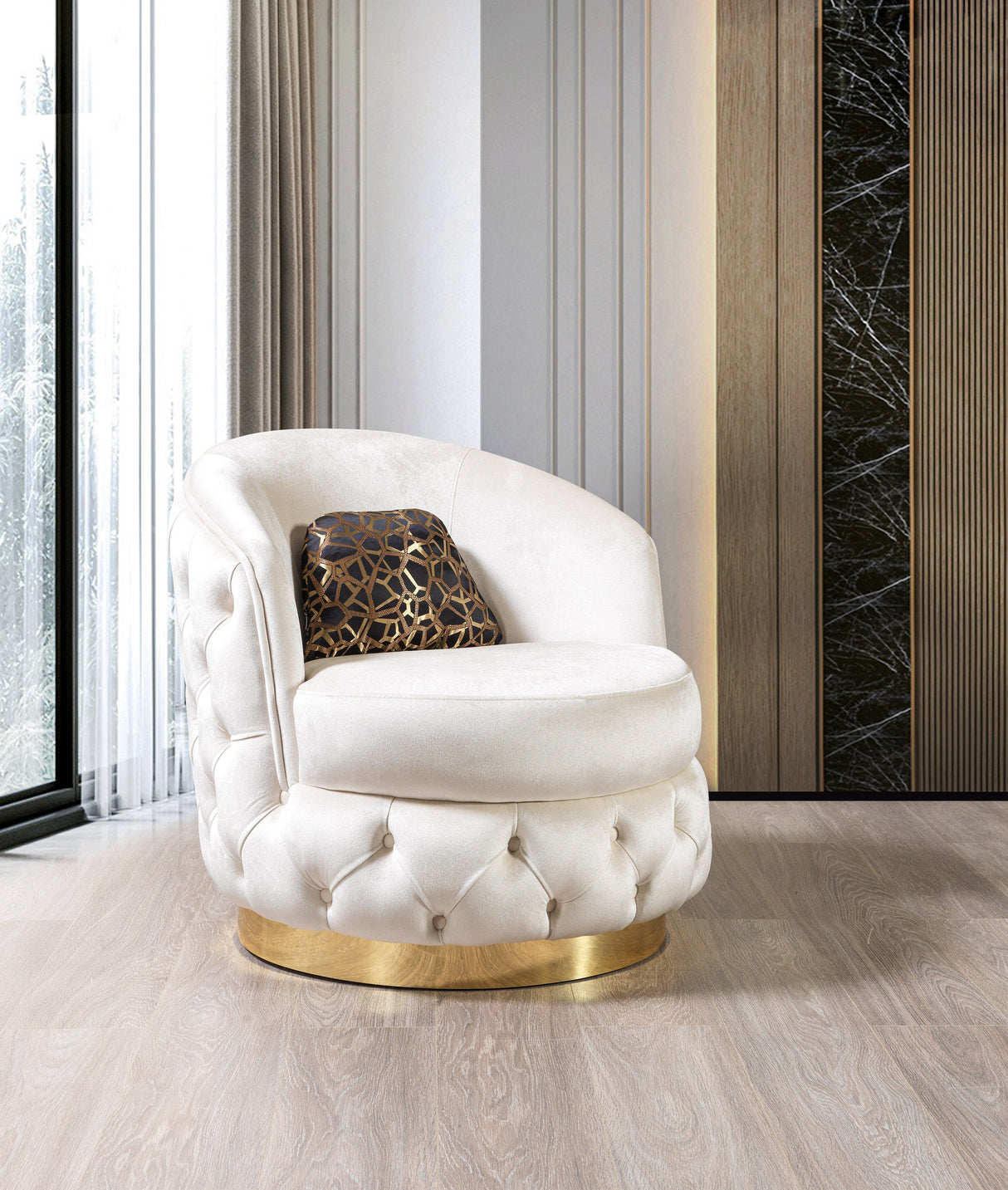 Lupino Ivory Velvet Chair from Nova Furniture - Luna Furniture