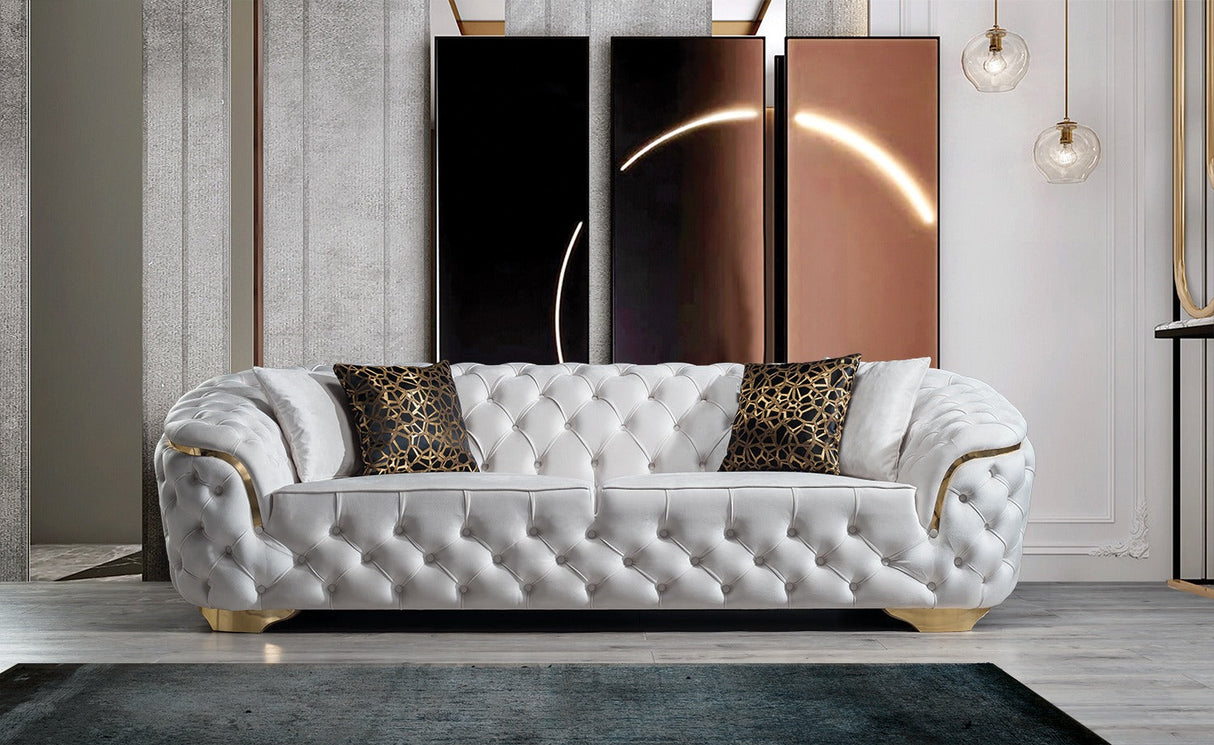 Lupino Ivory Velvet Sofa from Nova Furniture - Luna Furniture