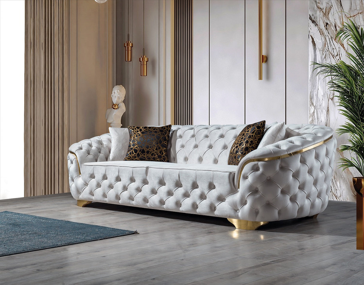 Lupino Ivory Velvet Sofa from Nova Furniture - Luna Furniture
