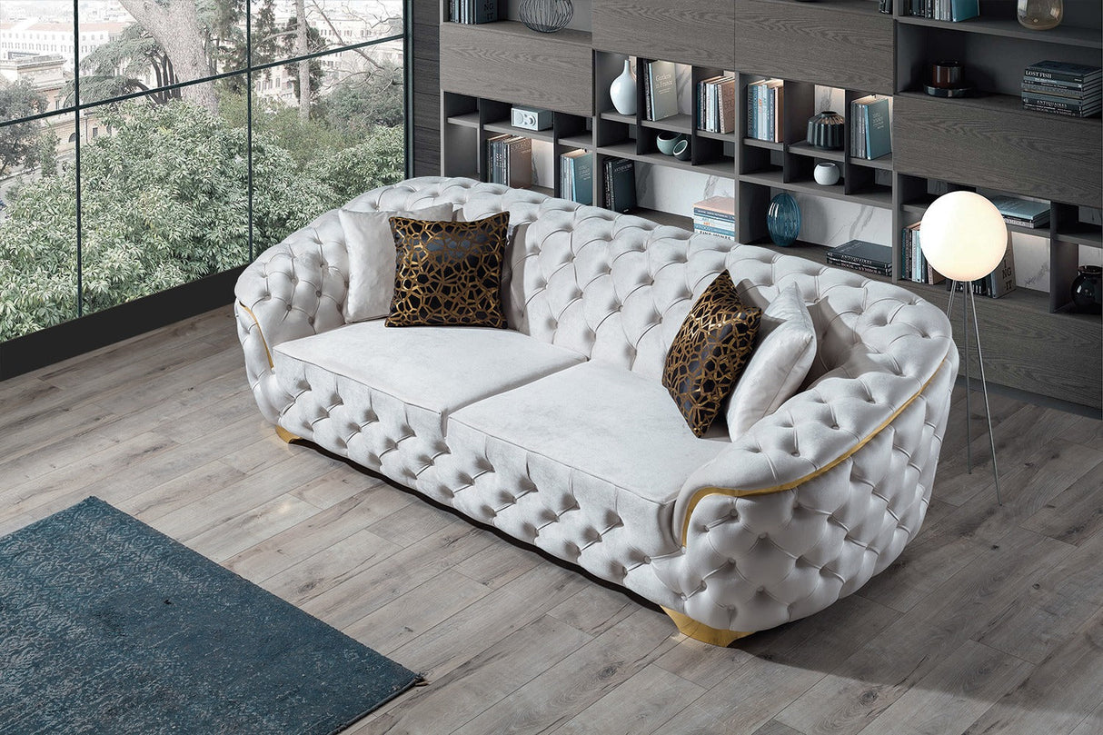 Lupino Ivory Velvet Sofa from Nova Furniture - Luna Furniture