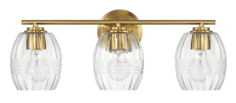 Luster Three Lights Vanity With Clear Glass for Bathrooms above Mirror Wall Lamp - Satin Brass from Ashcroft Furniture - Luna Furniture