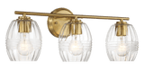 Luster Three Lights Vanity With Clear Glass for Bathrooms above Mirror Wall Lamp - Satin Brass from Midinmod - Luna Furniture
