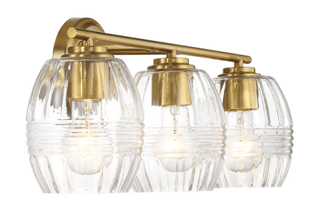 Luster Three Lights Vanity With Clear Glass for Bathrooms above Mirror Wall Lamp - Satin Brass from Midinmod - Luna Furniture