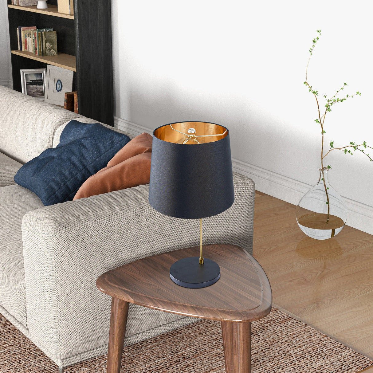 Lustrous Table Lamp - Black outer and Gold inner from Ashcroft Furniture - Luna Furniture