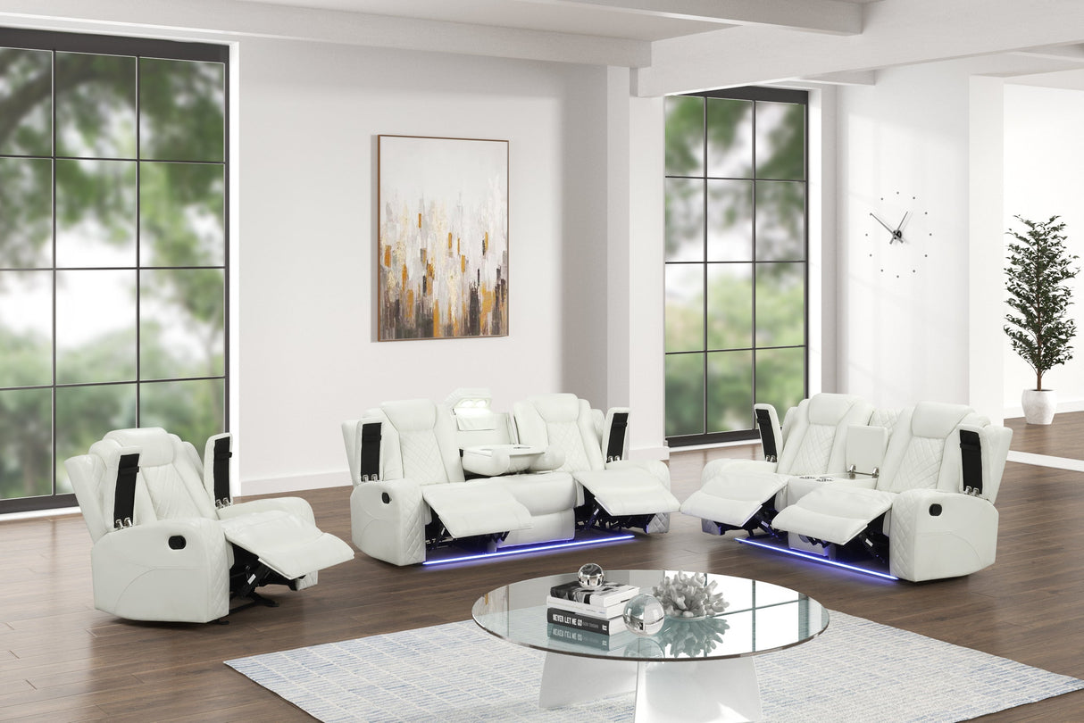 Luz White 3-Piece Reclining Set from Happy Homes - Luna Furniture