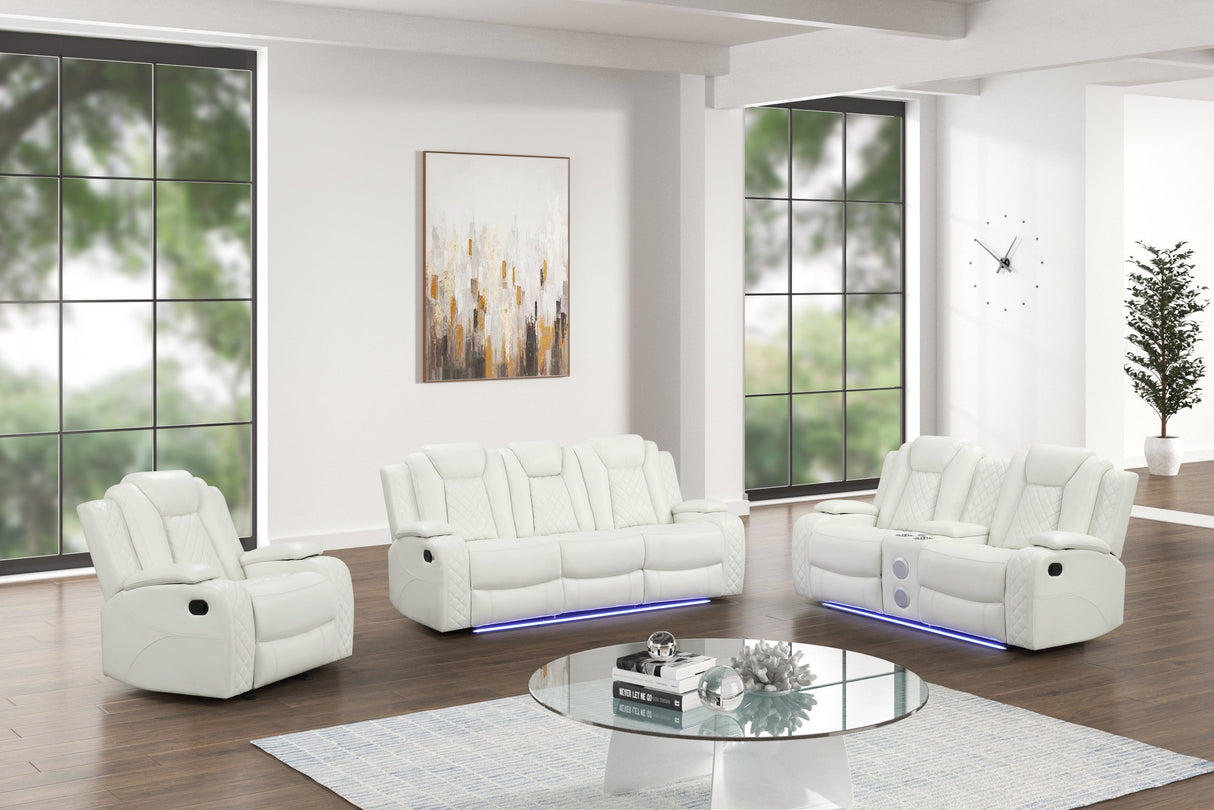 Luz White 3-Piece Reclining Set from Happy Homes - Luna Furniture