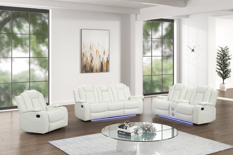Luz White 3-Piece Reclining Set from Happy Homes - Luna Furniture