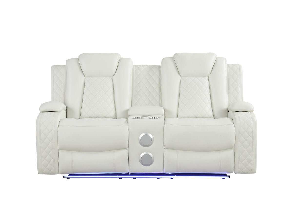 Luz White 3-Piece Reclining Set from Happy Homes - Luna Furniture