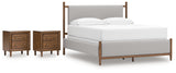 Lyncott California King Upholstered Bed with 2 Nightstands in Brown from Ashley - Luna Furniture