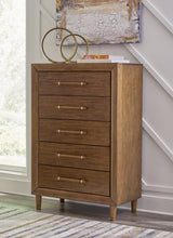 Lyncott California King Upholstered Bed with Mirrored Dresser, Chest and 2 Nightstands in Brown from Ashley - Luna Furniture