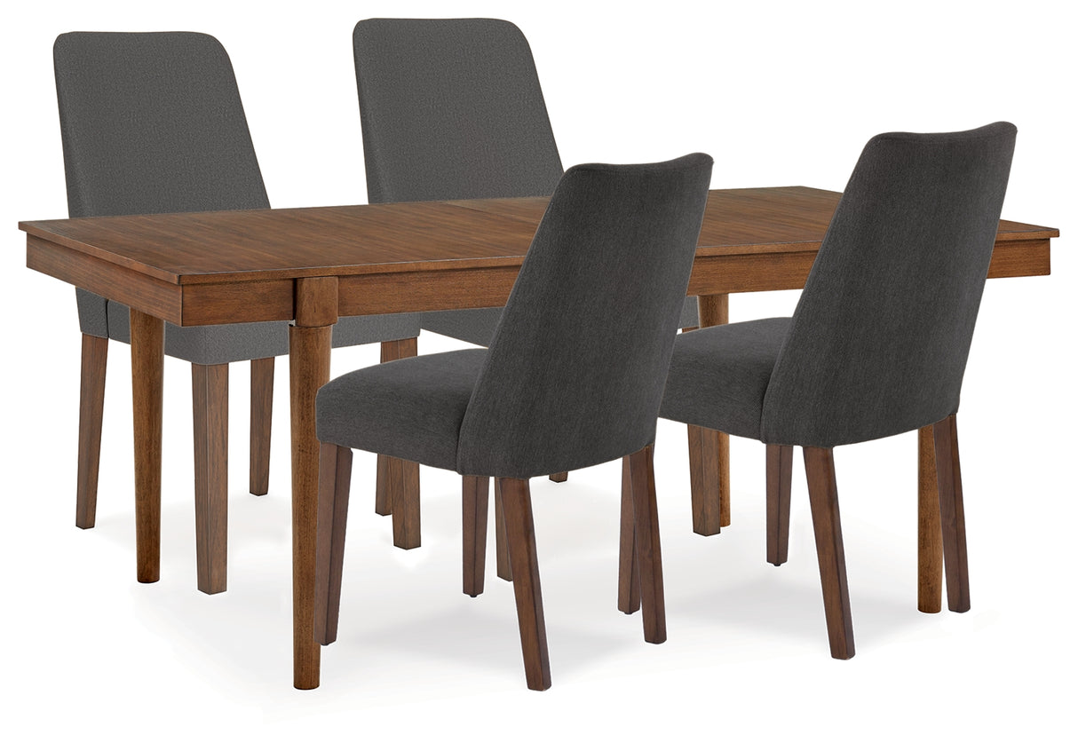Lyncott Charcoal/Brown Extension Dining Table and 4 Chairs from Ashley Furniture - Luna Furniture