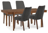 Lyncott Charcoal/Brown Extension Dining Table and 4 Chairs from Ashley Furniture - Luna Furniture