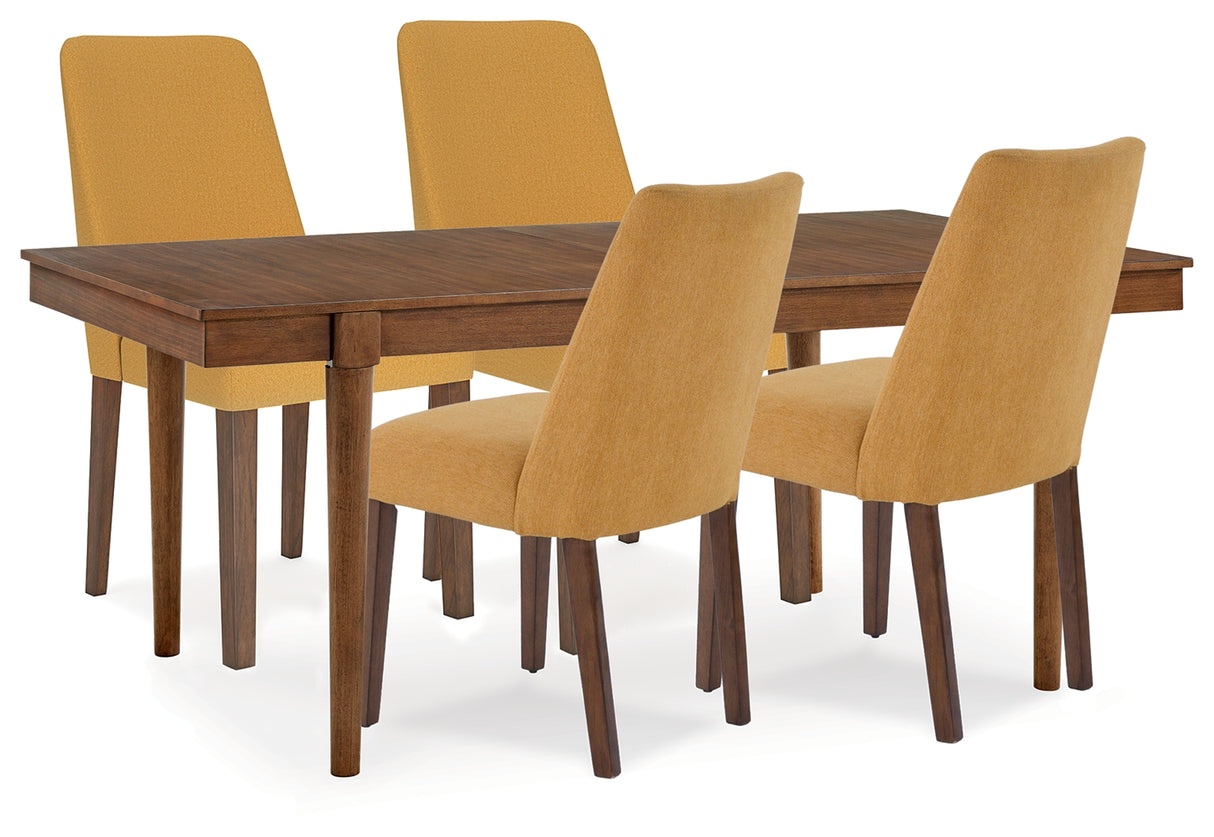 Lyncott Mustard/Brown Extension Dining Table and 4 Chairs from Ashley - Luna Furniture