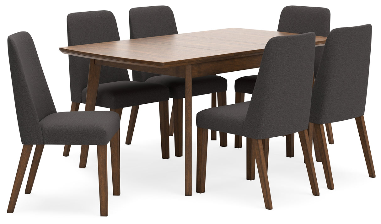 Lyncott Charcoal/Brown Extension Dining Table and 6 Chairs from Ashley Furniture - Luna Furniture