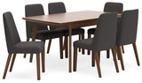 Lyncott Charcoal/Brown Extension Dining Table and 6 Chairs from Ashley Furniture - Luna Furniture