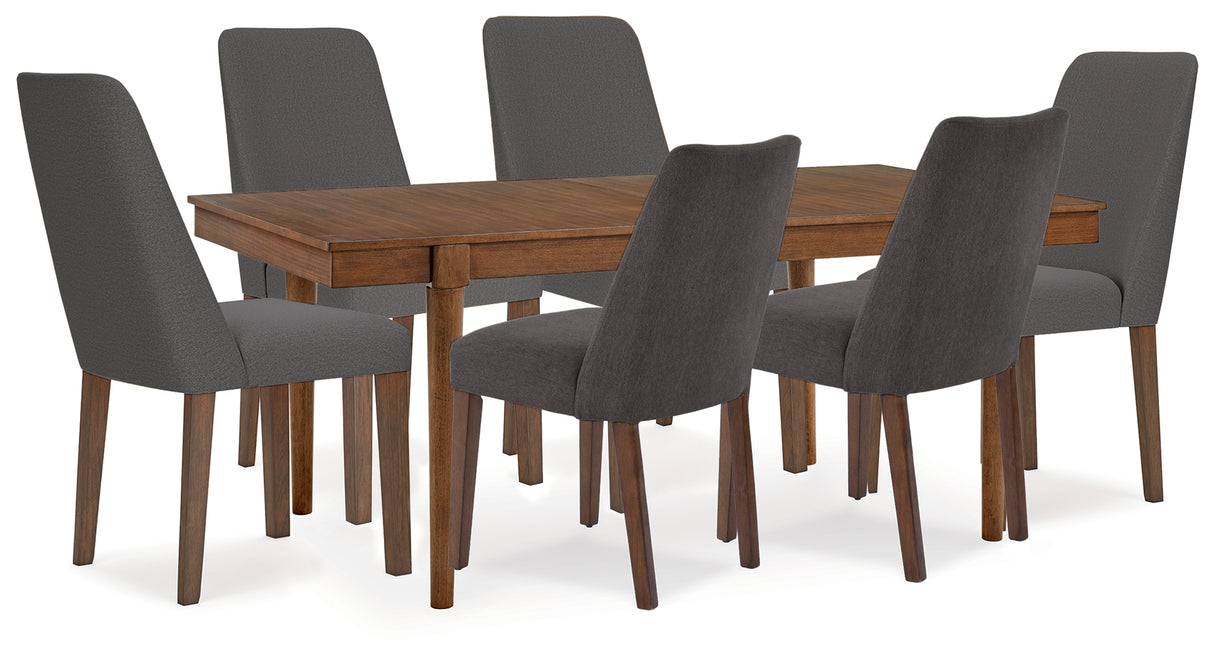 Lyncott Charcoal/Brown Extension Dining Table and 6 Chairs from Ashley Furniture - Luna Furniture