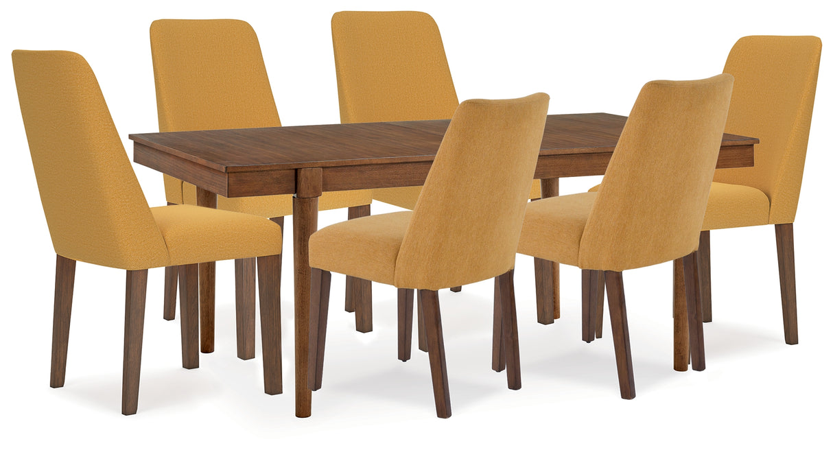 Extension Mustard/Brown Dining Table and 6 Chairs from Ashley - Luna Furniture