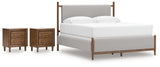 Lyncott King Upholstered Bed with 2 Nightstands in Brown from Ashley - Luna Furniture