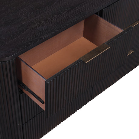Henry Espresso 65" 6-Drawer Reeded Dresser from Steve Silver - Luna Furniture