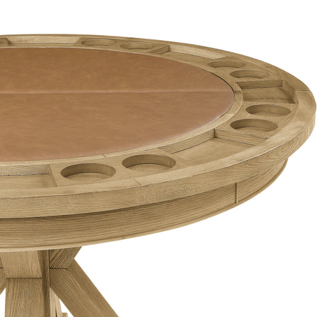 Rylie 48-inch Round Dining Table with Folding Game Top, Natural Finish from Steve Silver - Luna Furniture