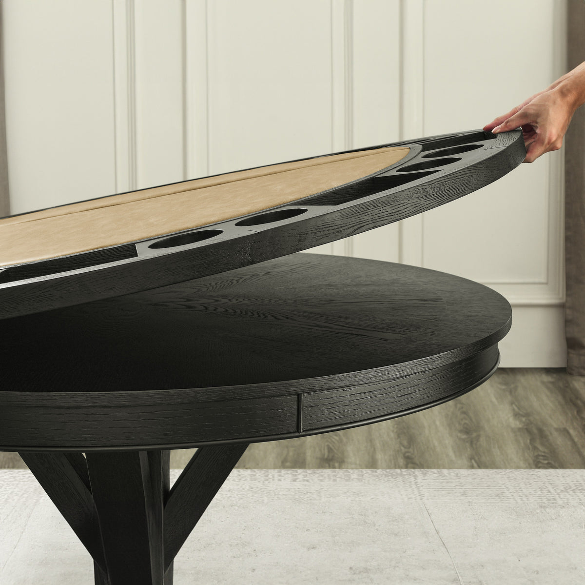 Rylie Black 48" Round Counter Dining Table with 4 Drawers and Game Top from Steve Silver - Luna Furniture