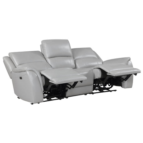 Alexandria Stone 3-Piece Top-Grain Leather Power Reclining Living Room Set from Steve Silver - Luna Furniture