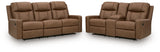 Mackmenville Reclining Sofa and Reclining Loveseat with Console in Caramel from Ashley - Luna Furniture