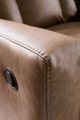 Mackmenville Reclining Sofa and Reclining Loveseat with Console in Caramel from Ashley - Luna Furniture