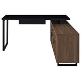 Maddox Black and Walnut L-Shape Office Computer Desk from Coaster - Luna Furniture
