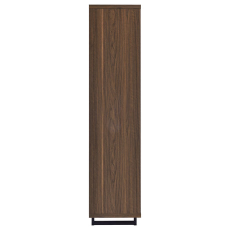 Maddox Walnut 71-inch 3-Shelf Cabinet Bookcase from Coaster - Luna Furniture