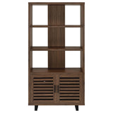 Maddox Walnut 71-inch 3-Shelf Cabinet Bookcase from Coaster - Luna Furniture