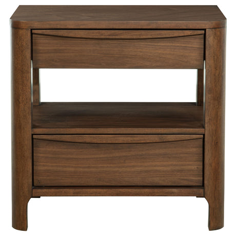 Maderia Walnut 2-Drawer Nightstand from Coaster - Luna Furniture