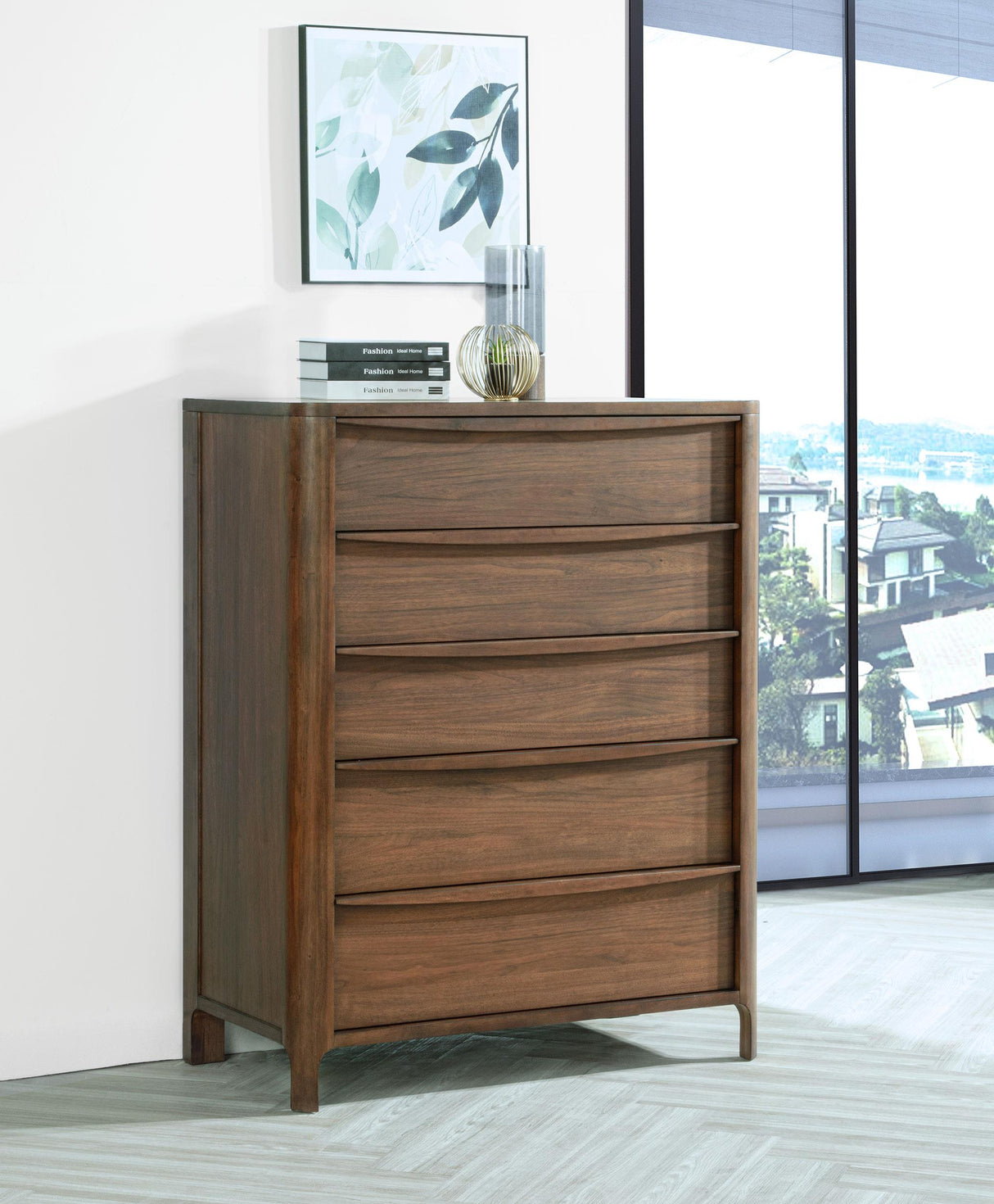 Maderia Walnut 5-Drawer Chest from Coaster - Luna Furniture